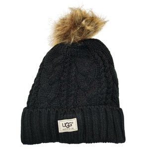 UGG | Accessories | Ugg Knit Cable Beanie Hat Faux Fur Pom  display picture 2